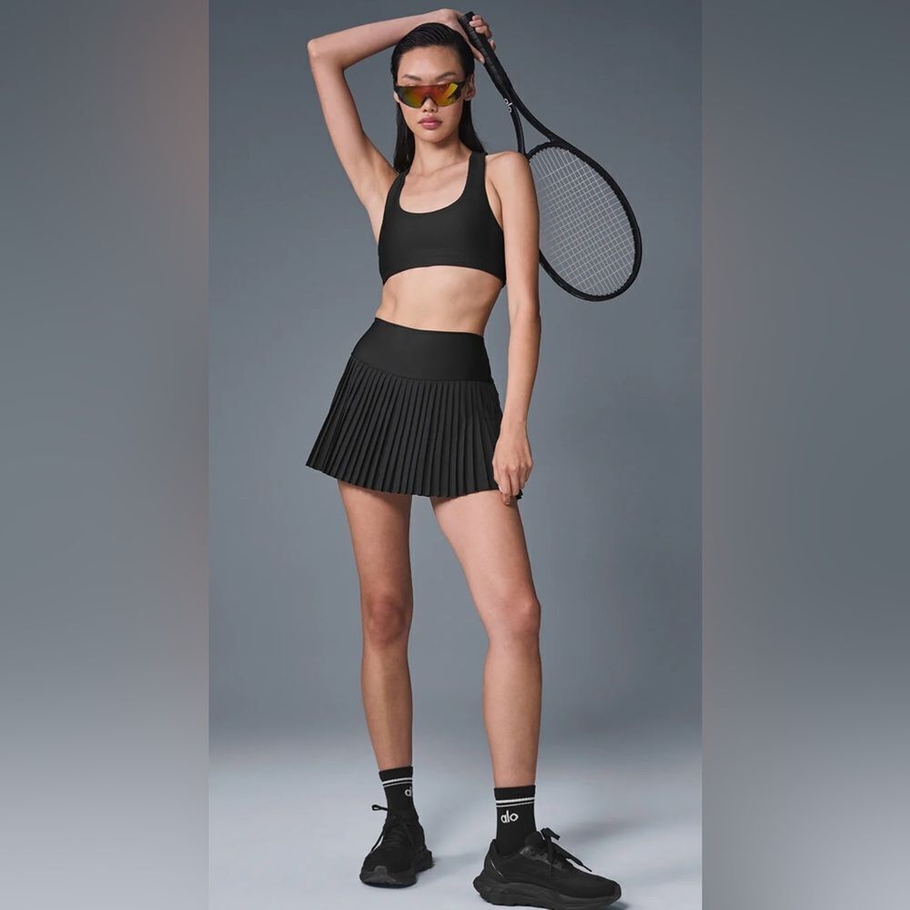 alo yoga XXS Black Pleated Grand Slam Tennis Skirt Built in Skort